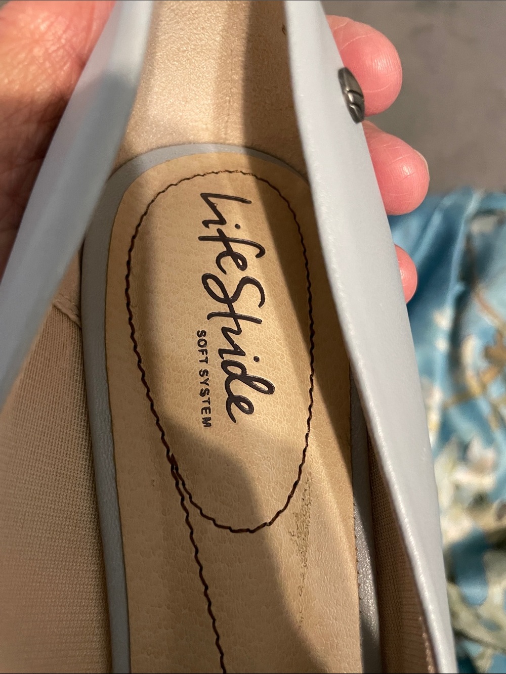 Life Stride Women's Pale Blue Patent Round-Toe Flats - Picture 6 of 8